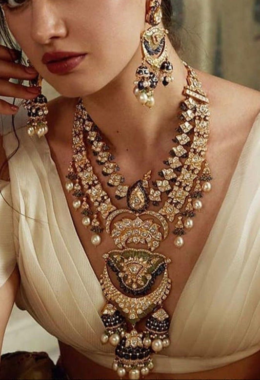 Sparkling Gold Plated Wedding Jewellery Austrian Diamond Necklace Combo For Women