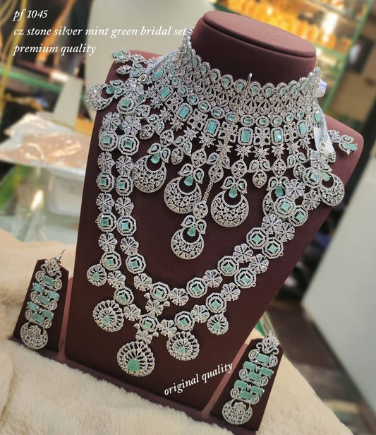 CZ Stone Mint Color Diamond Full Work Set for you