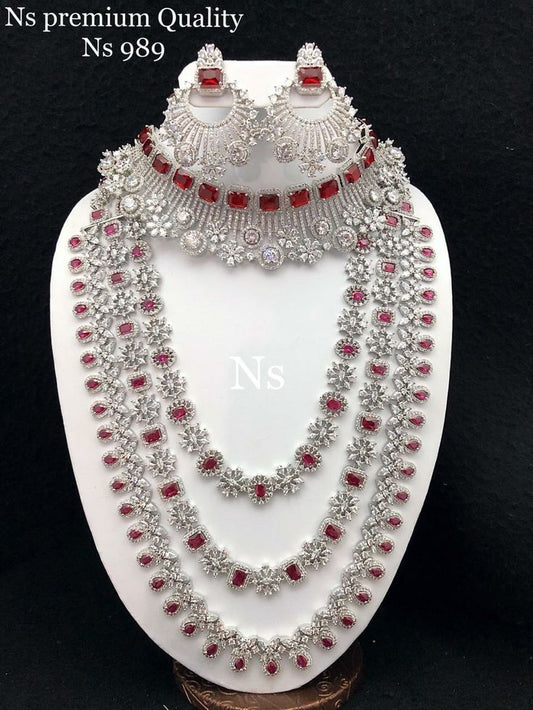 Diamond Work With Stone Long Necklace set